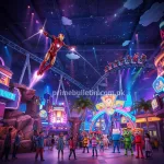 IMG Worlds of Adventure Dubai featuring Marvel superheroes, Cartoon Network rides, and family fun attractions