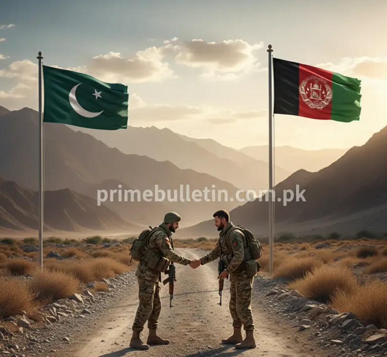 Pakistan Afghanistan border peace 2025, soldiers lowering weapons, flags of Pakistan and Afghanistan, Istanbul ceasefire talks, regional stability