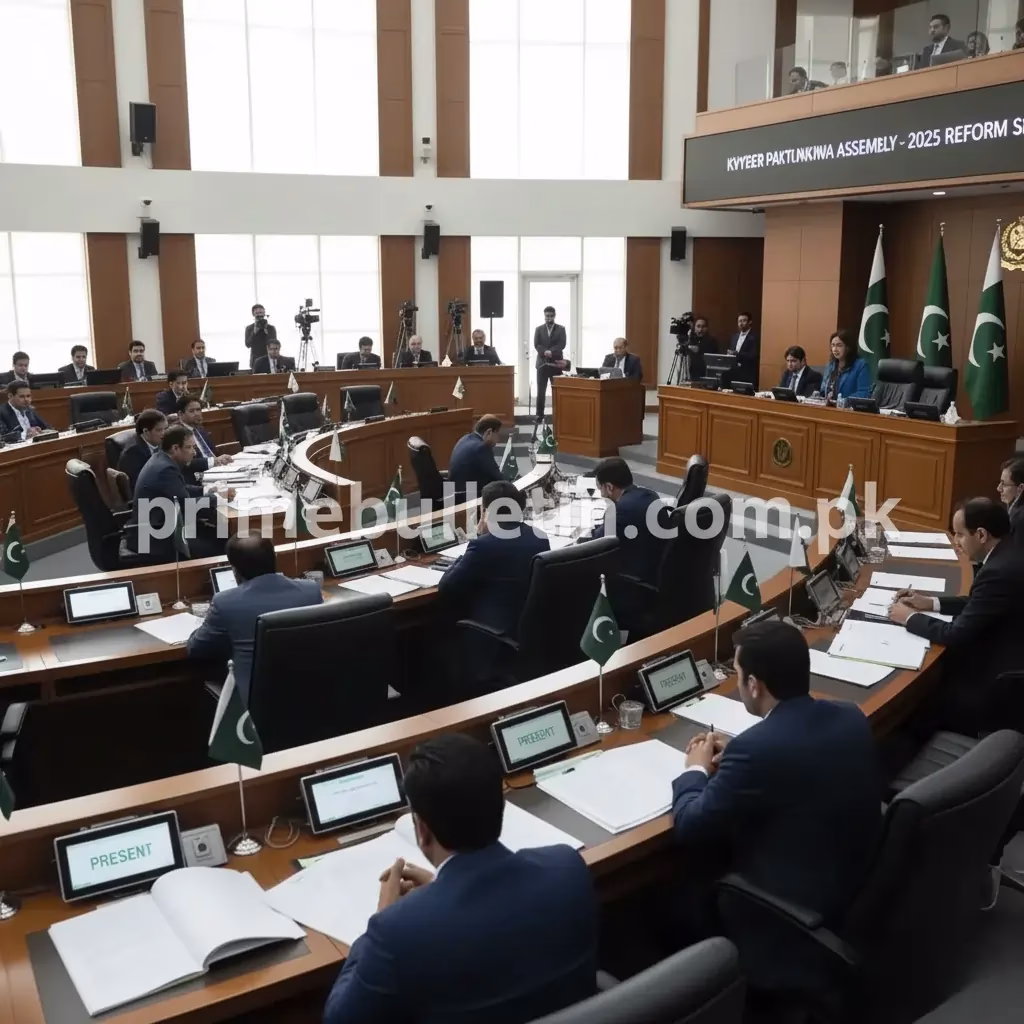 Members of the Khyber Pakhtunkhwa Assembly in Peshawar discussing and approving the new Procedure and Conduct of Business Rules 2025