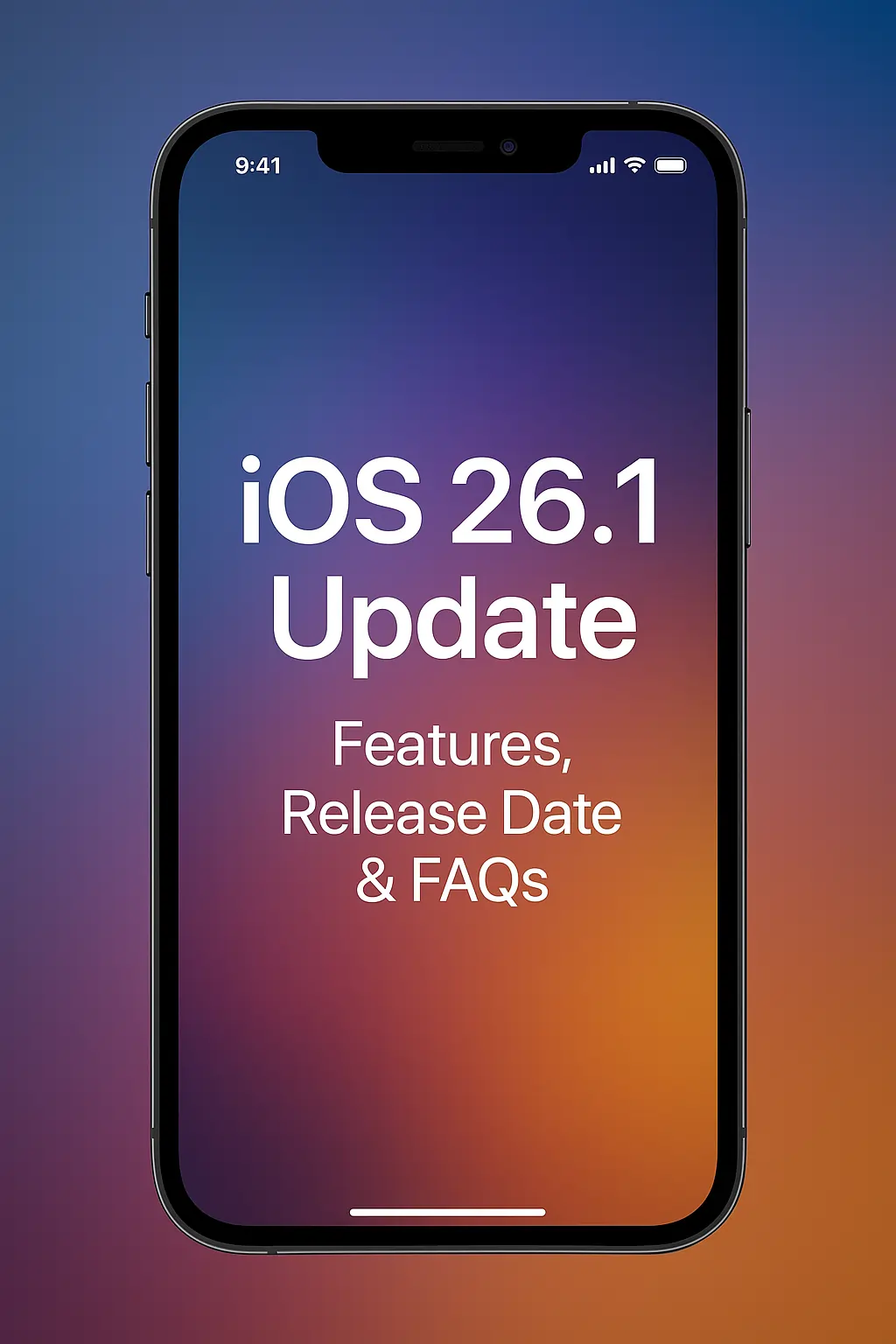 iPhone screen displaying Apple iOS 26.1 Liquid Glass interface with updated design, Siri AI features, and global language support — showcasing Apple’s sleek 2025 update for faster performance and smarter user experience.