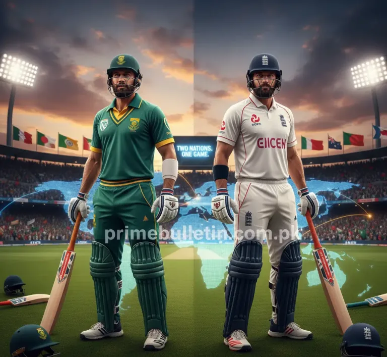 Cricketers representing two countries standing on a divided cricket field symbolizing dual nationality in international cricket 2025